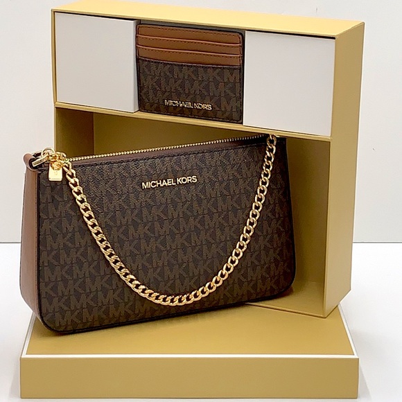 MICHAEL KORS GIFTABLE SHOULDER BAG & CARD HOLDER BOXED SET BROWN SIGNATURE COLOR - Picture 12 of 16